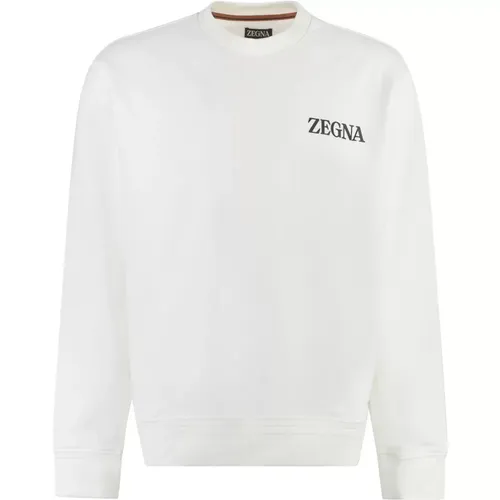 Baumwoll-Rundhals-Sweatshirt , Herren, Größe: M - Ermenegildo Zegna - Modalova