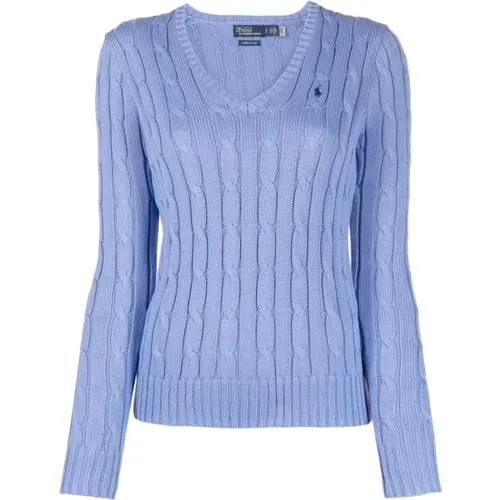 Blauer Casual Pullover mit langen Ärmeln , Damen, Größe: M - Polo Ralph Lauren - Modalova