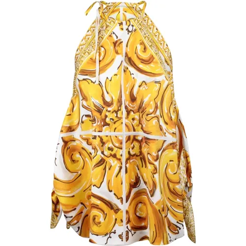 Majolica-print halterneck top - Dolce & Gabbana - Modalova