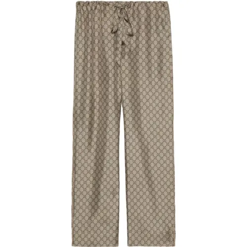 Signature GG Supreme Print Trousers , male, Sizes: M - Gucci - Modalova