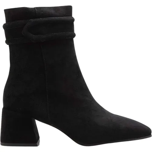 Elegante Schwarze Wildleder Stiefeletten mit Absatz , Damen, Größe: 39 EU - Bibi Lou - Modalova