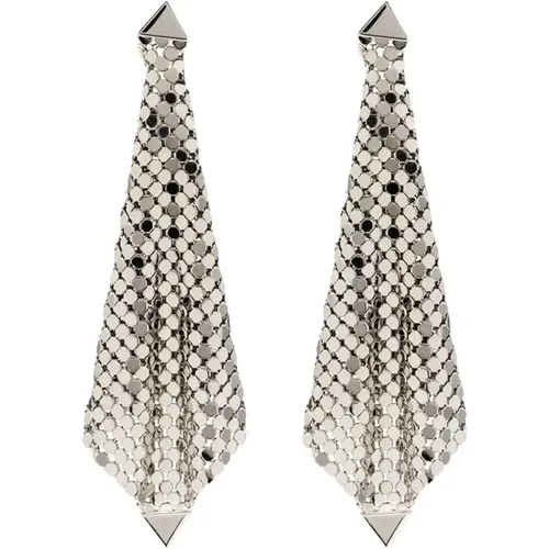Silver Mesh Triangle Pendant Earrings , female, Sizes: ONE SIZE - Paco Rabanne - Modalova