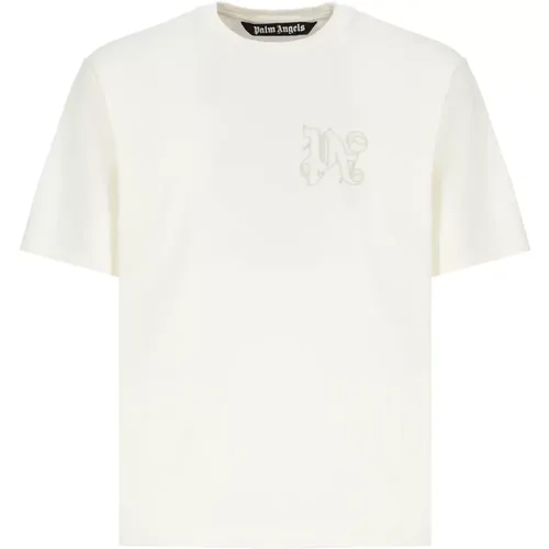 Embroidered Logo Crew Neck T-shirt , male, Sizes: XS - Palm Angels - Modalova