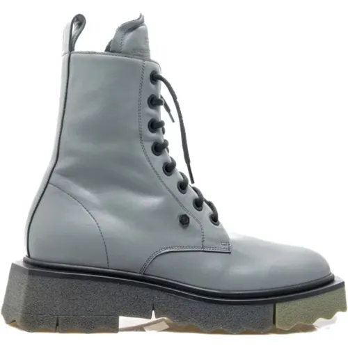 Stylish Black Leather Boots , male, Sizes: 10 UK - Off White - Modalova