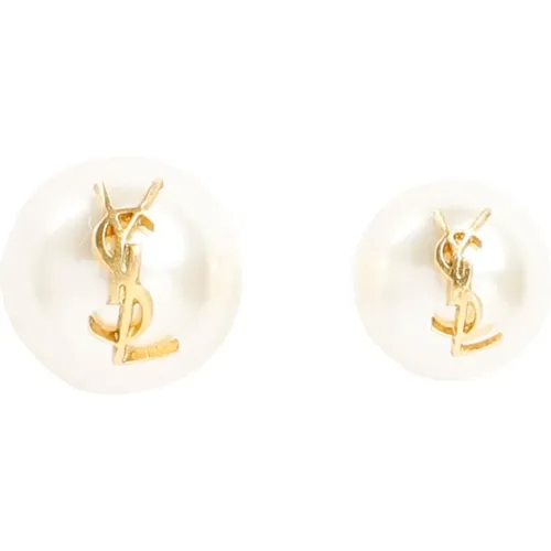 Pearl Monogram Earrings , female, Sizes: ONE SIZE - Saint Laurent - Modalova