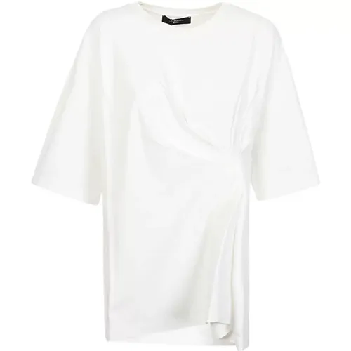 Weiße T-Shirt mit Raffung , Damen, Größe: XL - Max Mara Weekend - Modalova