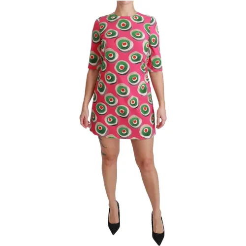 Pink Sicily Cupcake Shift Mini Kleid , Damen, Größe: 3XS - Dolce & Gabbana - Modalova