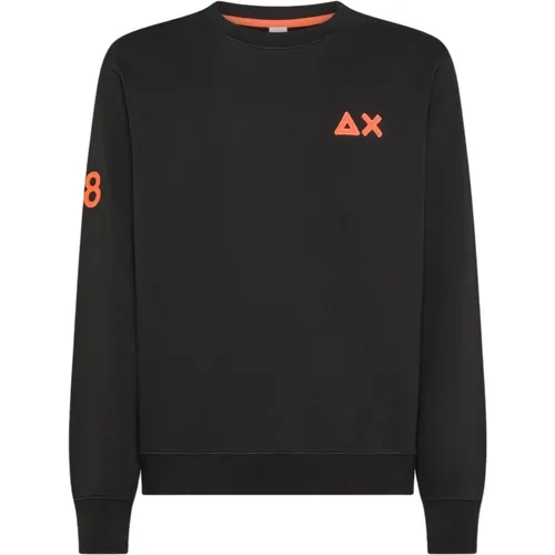 Schwarzer Pullover mit Bestickten Patches , Herren, Größe: 3XL - Sun68 - Modalova