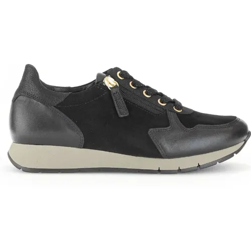 Schwarze Lederkorb Sneakers , Damen, Größe: 37 1/2 EU - Gabor - Modalova