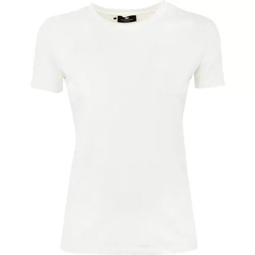 Women Logo Rhinestone T-shirts , female, Sizes: S, XS - Elisabetta Franchi - Modalova