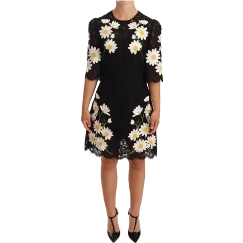 Floral Lace Daisy A-Line Dress , female, Sizes: 3XS - Dolce & Gabbana - Modalova