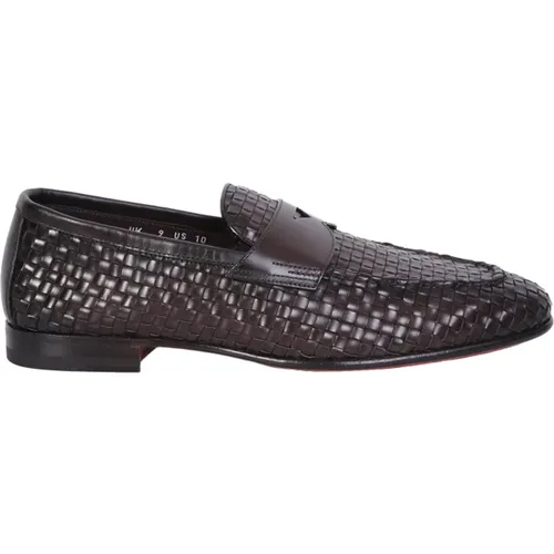 Braided Leather Loafers for Men , male, Sizes: 8 1/2 UK, 7 1/2 UK, 9 UK - Santoni - Modalova