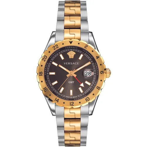 GMT Men's Watch Brown Dial , male, Sizes: ONE SIZE - Versace - Modalova