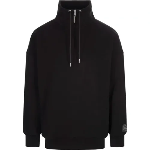 Schwarzer High-neck Zip Sweatshirt , Herren, Größe: 2XL - Hugo Boss - Modalova