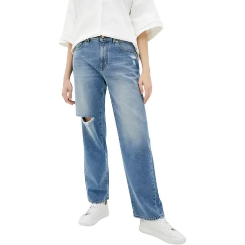 Verwaschene Denim-Jeans , Damen, Größe: W32 - Love Moschino - Modalova