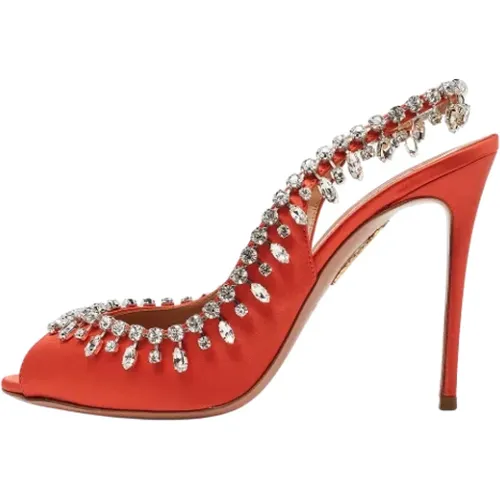 Pre-owned Satin heels , female, Sizes: 6 UK - Aquazzura Pre-owned - Modalova