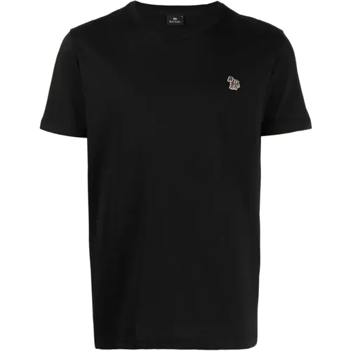 Schwarzes Zebra Patch Crew-neck T-Shirt - Paul Smith - Modalova