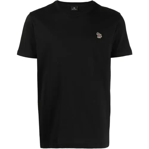 Schwarzes Zebra Patch Crew-neck T-Shirt , Herren, Größe: XL - Paul Smith - Modalova