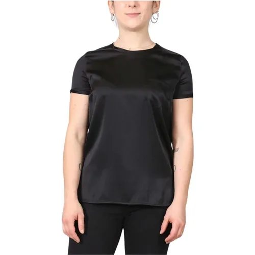 Bluse Schwarzes T-Shirt , Damen, Größe: M - Manila Grace - Modalova