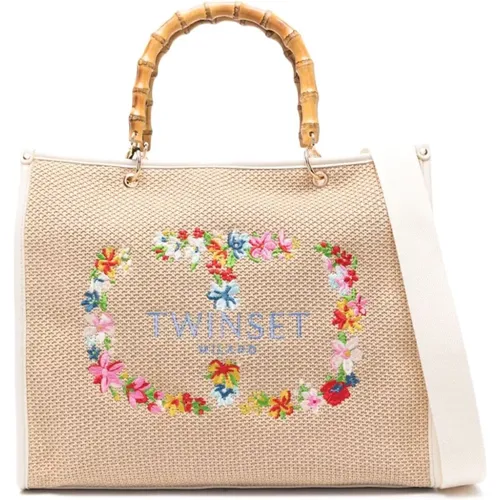 Floral Embroidered Twin-Set Bags , female, Sizes: ONE SIZE - Twinset - Modalova