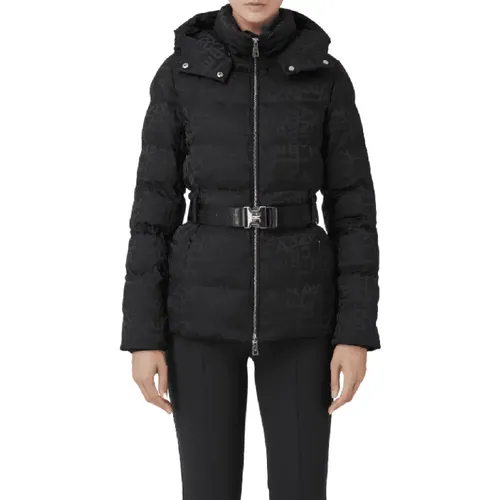 Schwarze Steppjacke mit Gürtel , Damen, Größe: M - Elisabetta Franchi - Modalova