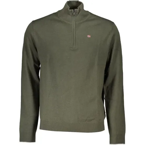 Eleganter grüner Halb-Zip-Pullover , Herren, Größe: L - Napapijri - Modalova