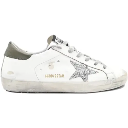 Back Olive Glitter Star Sneakers , male, Sizes: 5 UK - Golden Goose - Modalova