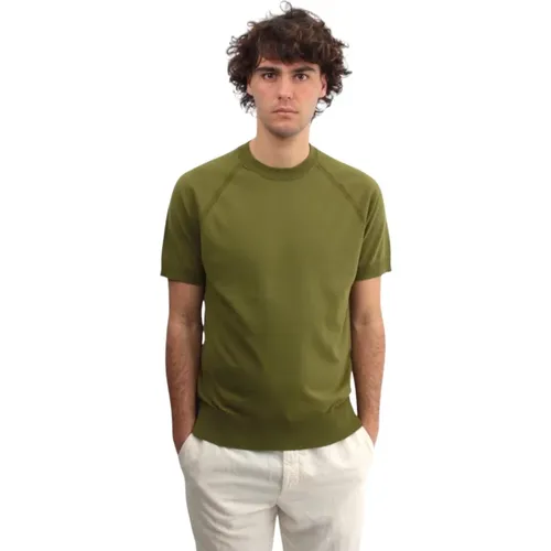 Grünes T-Shirt mit Rundhalsausschnitt , Herren, Größe: M - Paolo Pecora - Modalova