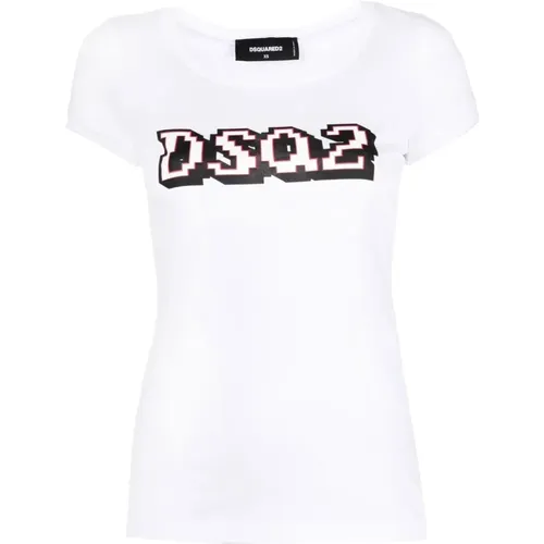 Graphic Print Cotton T-Shirt , female, Sizes: XS - Dsquared2 - Modalova