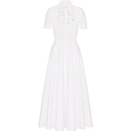 Weiße Baumwollblumenkleid - Valentino - Modalova