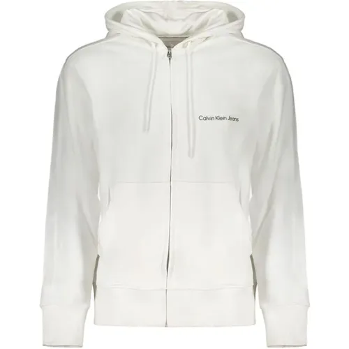 Weiße Kapuzenpullover mit Logo-Print , Herren, Größe: L - Calvin Klein - Modalova