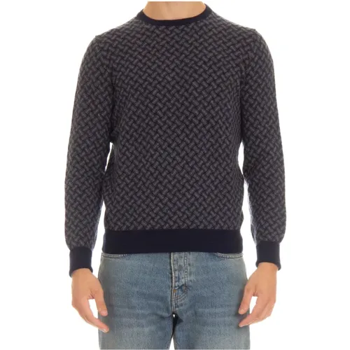 Blaue Cashmere Pullover Keks Muster , Herren, Größe: XL - Drumohr - Modalova