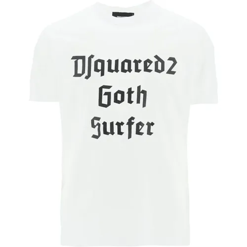 Goth Surfer T-Shirt mit Kontrastierendem Druck , Herren, Größe: M - Dsquared2 - Modalova