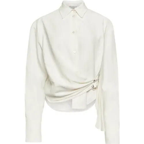 Weiße Button-Up Bluse mit Klassischem Kragen , Damen, Größe: 2XS - JW Anderson - Modalova