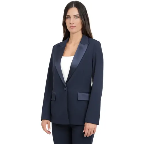 Blaue Einreiher-Jacke Eleganter Klassischer Stil - ViCOLO - Modalova