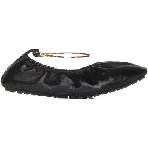 Schwarze flache Schuhe Eleganter Stil , Damen, Größe: 39 EU - Fendi - Modalova
