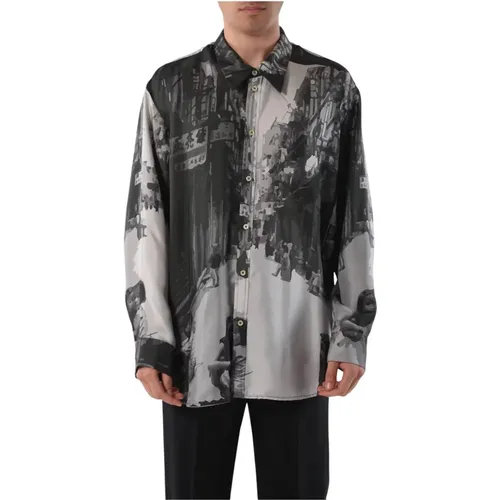 Printed Silk Shirt with Front Buttoning , male, Sizes: S, XS, M - ACT N°1 - Modalova