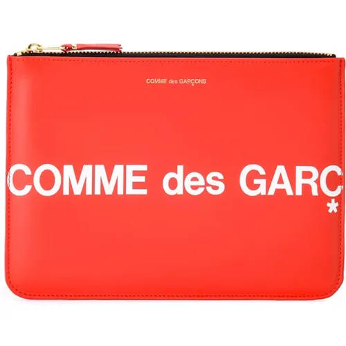 Rote Leder-Geldbörse mit Großem Logo - Comme des Garçons - Modalova