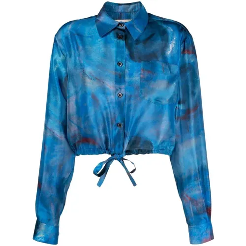 Grafisch Bedruckte Crop-Bluse , Damen, Größe: XS - Marni - Modalova