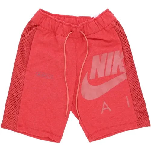 Sportshorts Rot Ton Mesh Einsätze , Herren, Größe: L - Nike - Modalova