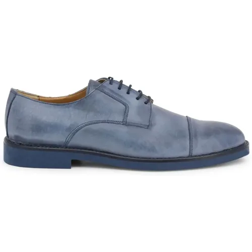 Leather Round Toe Rubber Sole Laced Shoes , male, Sizes: 10 UK - Duca di Morrone - Modalova
