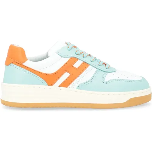 H630 Weiß, Blau und Orange Leder Sneaker , Damen, Größe: 39 1/2 EU - Hogan - Modalova