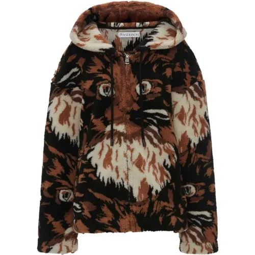 Animal Print Sweater with Faux-Fur , female, Sizes: S - JW Anderson - Modalova