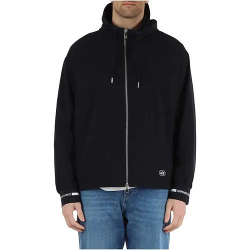 Hooded Jacket with Logo Patch , male, Sizes: S, M, XL - Armani Exchange - Modalova