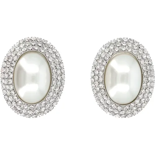 Silberne Kristall Oval Perlen Ohrringe - Alessandra Rich - Modalova