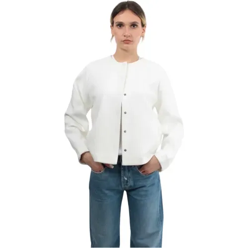 Weiße Blazer Druckknopf Taschen Polyester , Damen, Größe: XL - Max Mara - Modalova