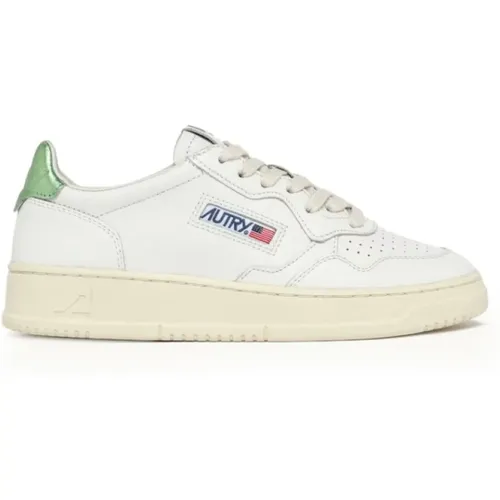 Weiße Sneaker mit Metallic Grünem Absatz - Autry - Modalova