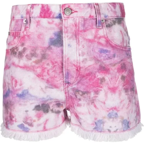 Tie-Dye Frayed Mulberry Shorts , Damen, Größe: M - Isabel marant - Modalova