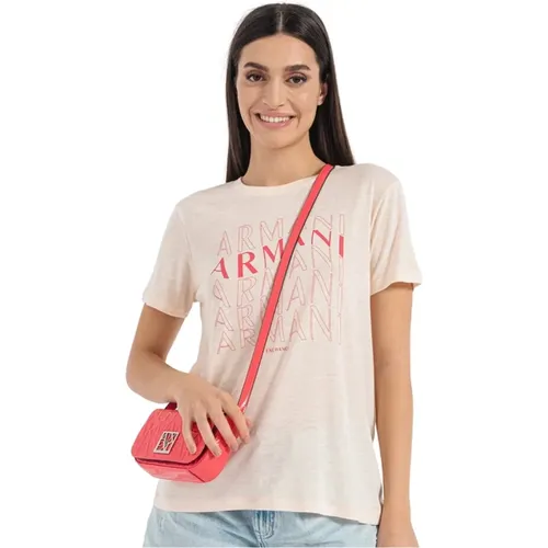 T-Shirt - Klassischer Stil , Damen, Größe: XL - Armani Exchange - Modalova