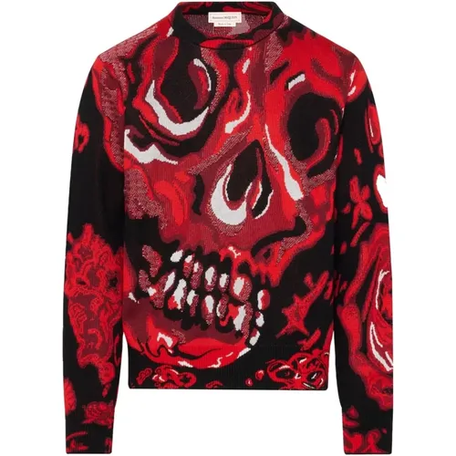 Wax Flower Skull Jacquard Sweater , male, Sizes: M, S - alexander mcqueen - Modalova